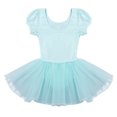 thumbnail image 4 of vastwit Kids Girls Short Bubble Sleeves Sparkly Round Neck Rhinestone Swan Lake Tutu Dance Dress Mint Green 5, 4 of 7