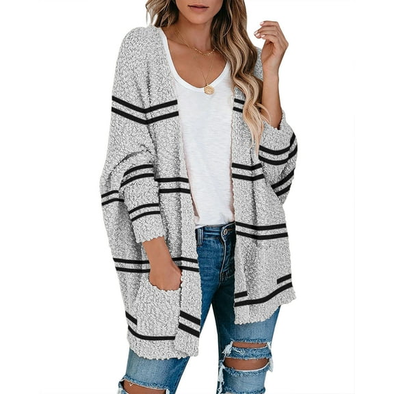 Langwyqu Womens Cardigan Sweaters Batwing Sleeve Loose Knit Cloak Tops