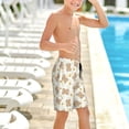thumbnail image 5 of Wukai Kawaii Bear Print Teen Beach Trunks with Compression Liner Swimsuit Quick Dry Beach Sports Shorts with Pocket -, 5 of 8