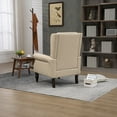 thumbnail image 4 of Vintage PU Leather Accent Chair, Wingback Single Sofa Chair with Buttons and Rivet Trims, Upholstered Side Armchair with Padded Seat Cushion & Backrest, for Bedroom Office Reception, Camel, 4 of 9