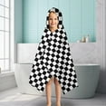 thumbnail image 6 of Black White Checkered Pattern Hooded Bath Towel，50"x30" for Ages 3 To 12 Kids, Quick Dry Lightweight Soft Microfiber Hood Beach Towel Cover Up for Kids, 6 of 7