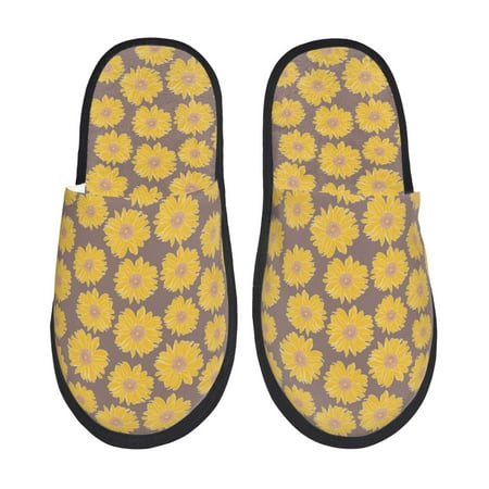 

Yiaed Sunflower Print Unisex House Slippers Slip on Warm Shoes Indoor Outdoor with Anti-slip sole-Large