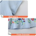 thumbnail image 4 of ENFLASH Girls Summer Dress Short Sleeve Button Down Embroidery A Line Kids Casual Dresses for 2-7 Year, 4 of 8