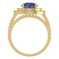 thumbnail image 4 of 2.68 ct Brilliant Round Cut Tanzanite 14K Yellow Gold Halo Solitaire with Accents Engagement Bridal Wedding Ring Band Set size 6.25, 4 of 7