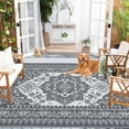 thumbnail image 4 of Garvee Outdoor Rug 9'x12’ Waterproof Reversible Plastic Straw Rug, Indoor Outdoor Rug for Patio RV Camping Balcony Deck Backyard, Gray & White, 4 of 9