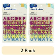 (2 pack) Hello Hobby Glitter Foam Alphabet Stickers, Multicolor, Letter Icons, 78 Count