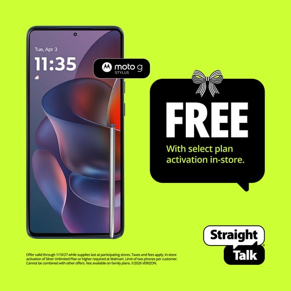 Straight Talk Motorola Moto g Stylus 2025, 5G, 128GB, Blue - Prepaid Smartphone [Locked to Straight Talk]