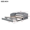 thumbnail image 6 of Noble House Twin XL to King Extendable Daybed with LED Light and Storage Drawers, Linen Upholstered, Gray, 6 of 10