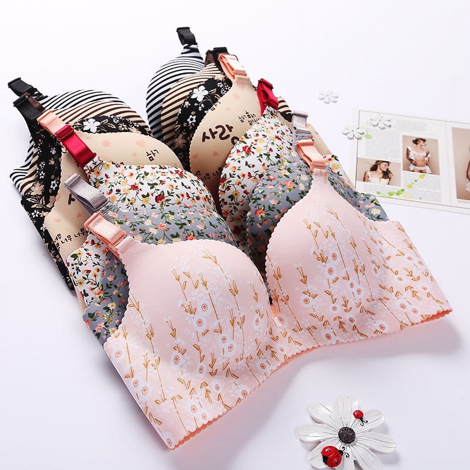 Floral Push Up Seamless Bra Sexy Lingerie Flower Print