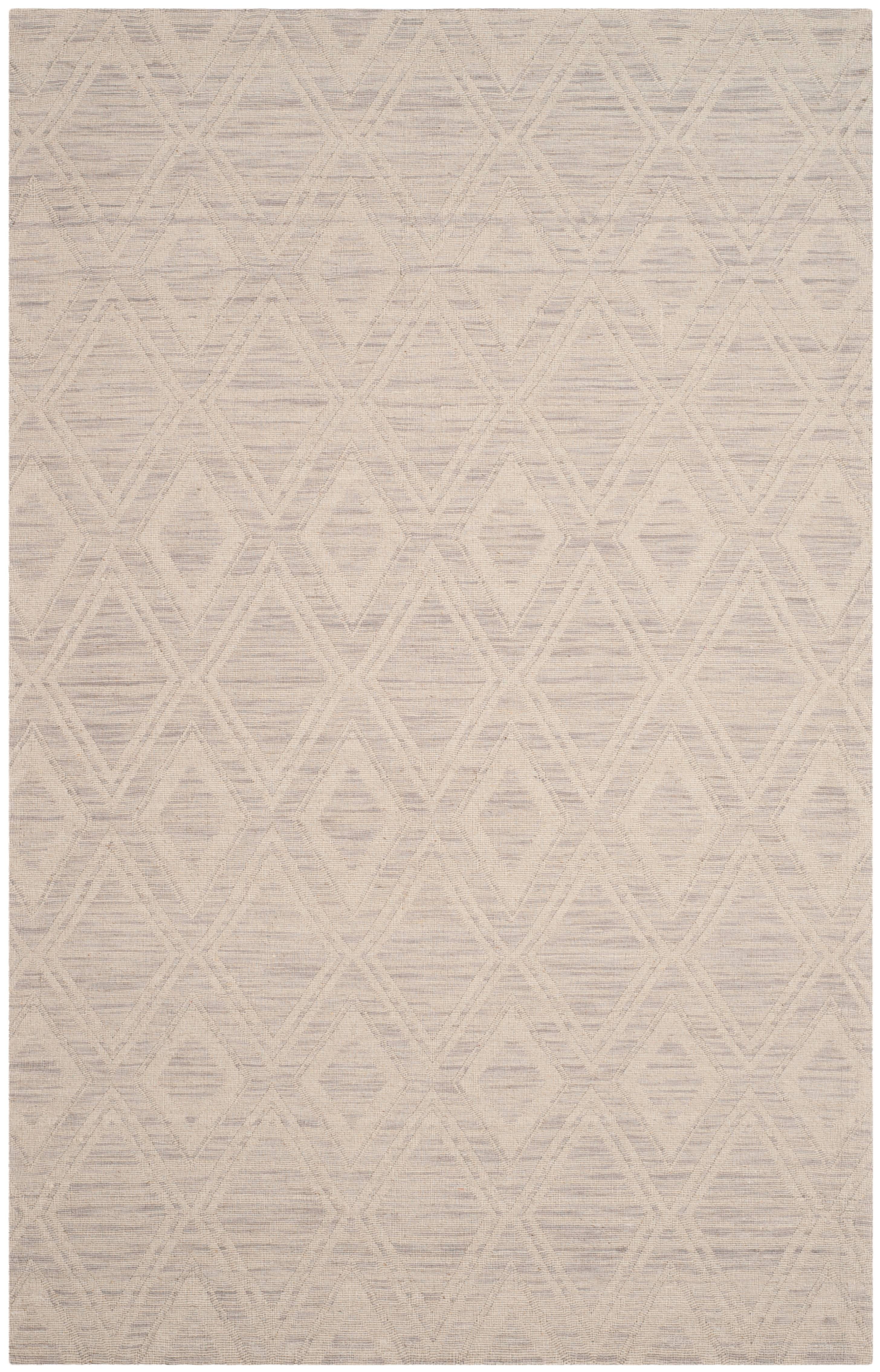 SAFAVIEH Marbella Alicia Geometric Diamonds Wool Area Rug, Silver/Ivory, 6' x 6' Square
