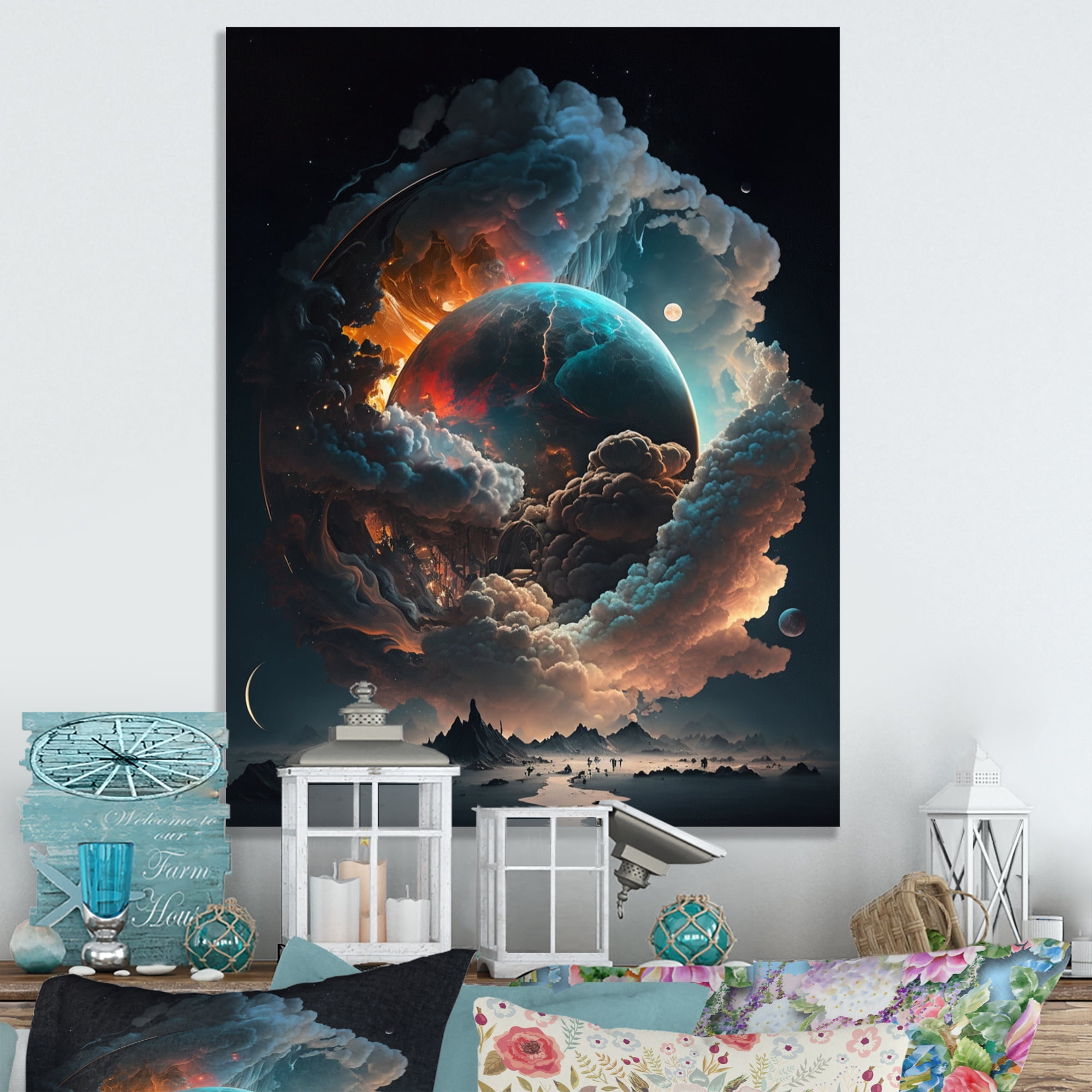 Designart Futuristic Landscape Clouds III Canvas Wall Art