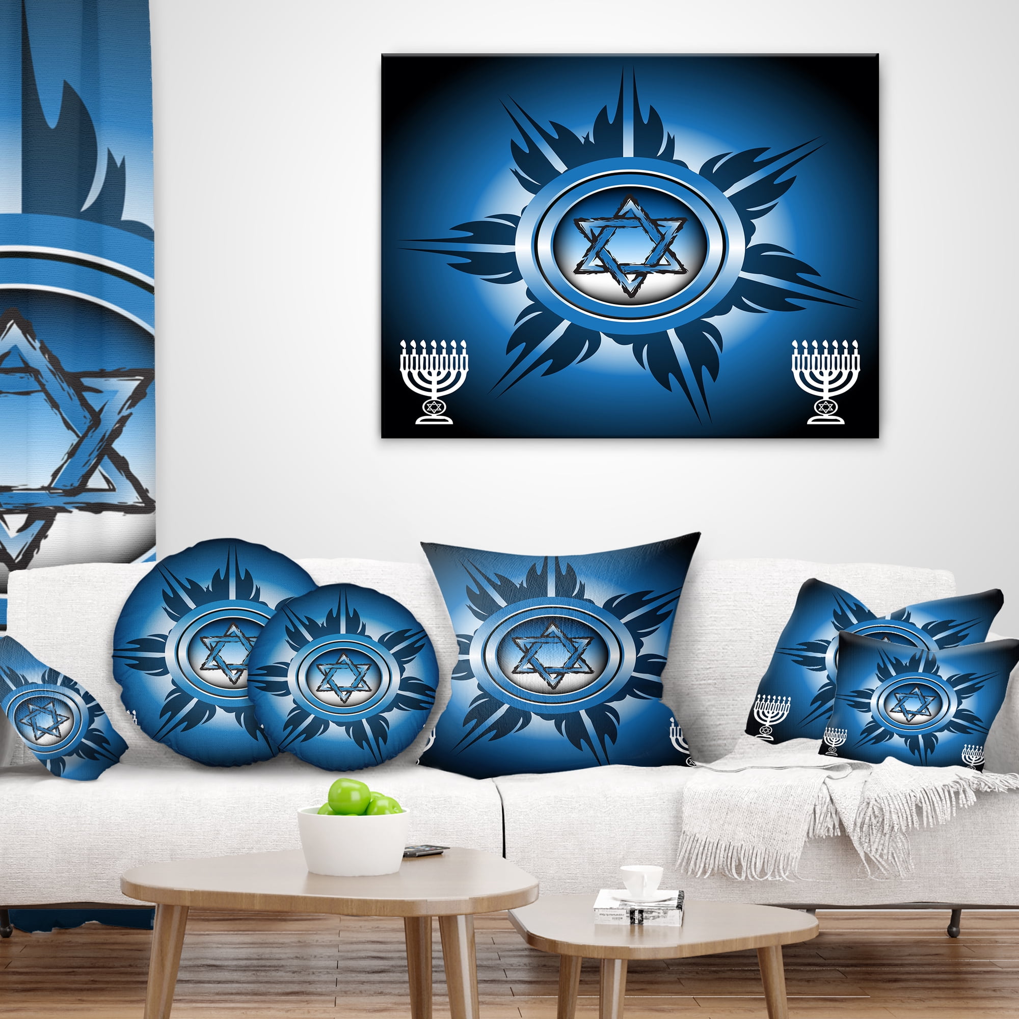 Designart Jewish Symbols - Abstract Throw Pillow - 16x16