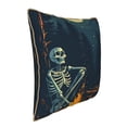 thumbnail image 2 of Haiem Moonlit Skeleton Campfire Print Velvet Soft Solid Decorative Square Throw Pillow Covers Set with Elegant Piping Christmas Cushion Case for Sofa Bedroom Car-20"x20", 2 of 8