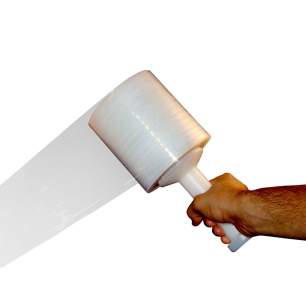 5" in. x 1000FT 80 Gauge 4 Rolls Stretch Shrink Film Hand Wrap + Handle