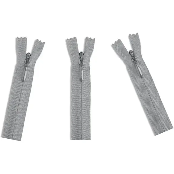 Invisible (Conceal) YKK Zippers - Perfect for Clothes, Crafts & Sewing Projects - Color: Pearl Grey #577 - Made in The United States (3 Zippers Per Pack) (30" Inches)