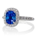 thumbnail image 2 of 1.5 Carat Cushion Cut Sapphire Antique Diamond Engagement Ring on 10k White Gold, 2 of 3