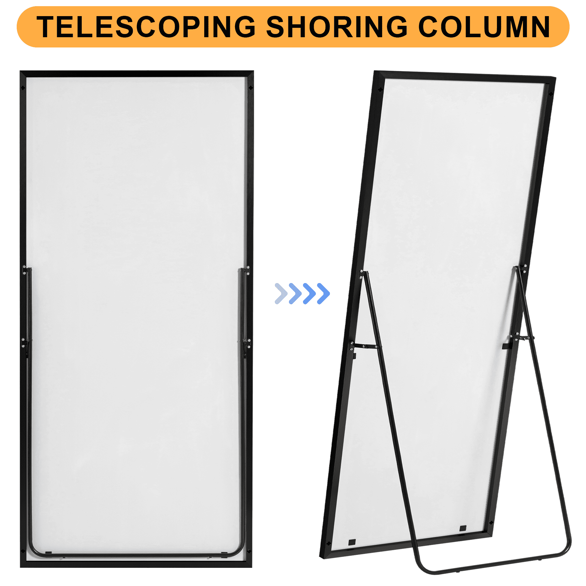 71x32 Modern Rectangle Aluminum Alloy Frame Full Length Mirror Floor Mirror with Stand,Black