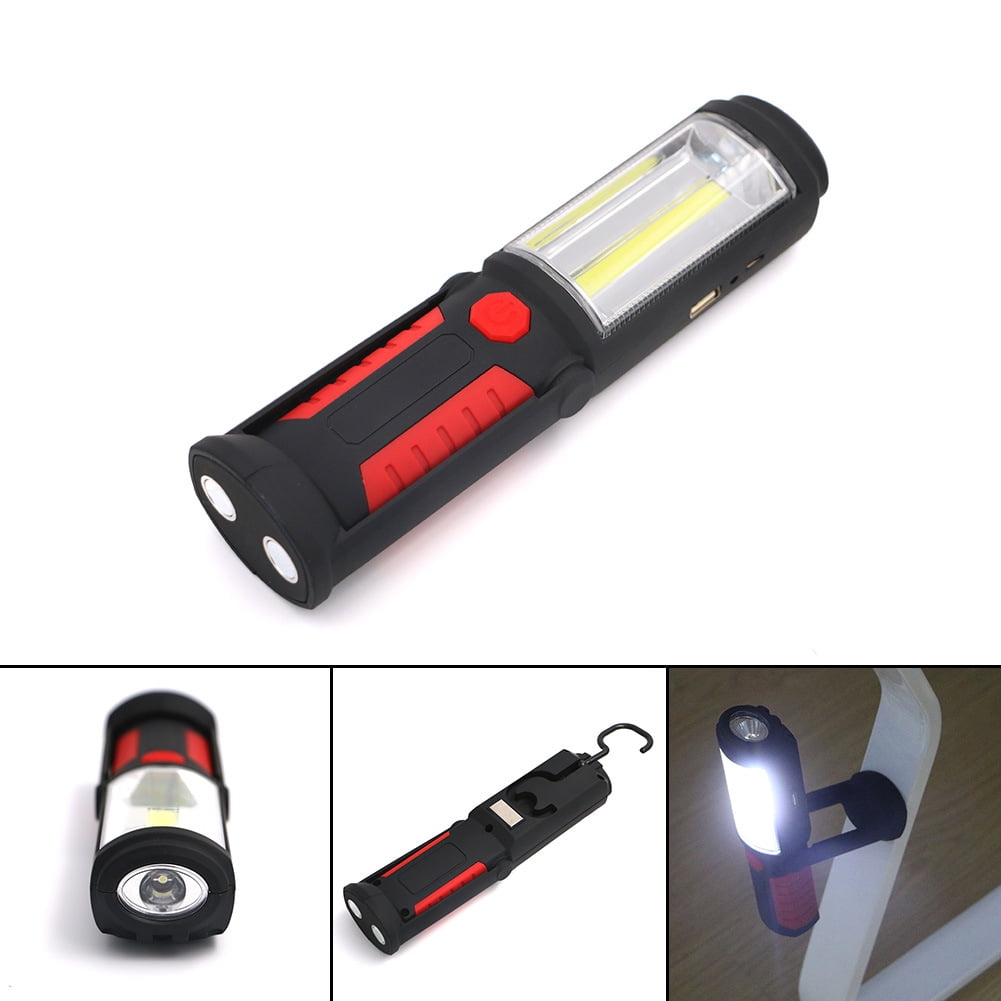 USB Rechargeable Working Light Flashlight Torch COB LED Lantern Magnet/Hook 