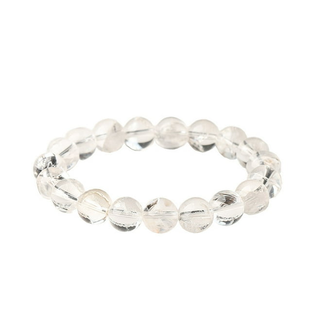 Pulsera de cuarzo transparente natural con perlas redondas de 12 mm