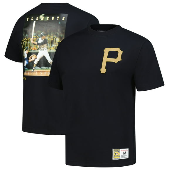 Men's Mitchell & Ness Roberto Clemente Black Pittsburgh Pirates Legends Collection Vintage Logo T-Shirt