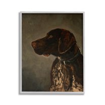 Stupell Industries Traditional Pointer Dog Portrait Animals & Insects Painting Gray Framed Art Print Wall Art, 11 x 14