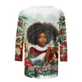thumbnail image 4 of Craaazy Shirts for Women Christmas Print 3/4 Sleeve Holiday Loose Tops Gifts, 4 of 5