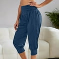 thumbnail image 6 of Enjoytime Summer Capris Pants for Women Fashion Solid Casual Loose Comfy Jogger Yoga Stretch Crop Pants for Women, 6 of 7