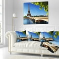 thumbnail image 3 of Designart Bridge to Paris Paris Eiffel TowerParis - Cityscape Throw Pillow - 16x16, 3 of 5
