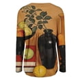 thumbnail image 4 of QASIEATN Women's V Neck Long Sleeve Top Asymmetrical Shirt Blouse Summer Graphic Tee Tops, 4 of 5