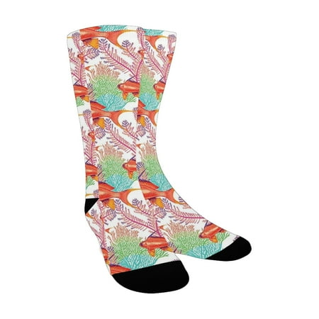 

Ocean Animal Decor Vivid Submerged Landscape with Coral and Pisces Earth Water Recreation Image Mult Custom Socks for Women