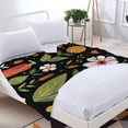 thumbnail image 3 of Vibrant Floral & Leaf Pattern Flannel Blanket - Soft Cozy Durable for Sofa Travel Bed & Chair - Whimsical Nature Design, 3 of 7