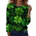 thumbnail image 2 of FrzhBrz Womens St Patricks Day Long Sleeve T Shirts Round Neck Tunic Tops for Women Funny Cute Shamrock Print Teacher Saint Patricks Day Shirts, 2 of 5