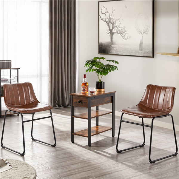 Faux Leather Stools Brown, Adjustable Dining Room Chairs