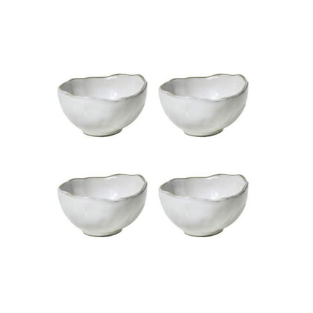 Serene Spaces Living 2.75" Free-Form Edge Glazed Ceramic Bowl - Centerpiece for Vintage Weddings, Events, Large, Pack of 4