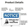 thumbnail image 2 of (2 Pack) Forklifts Only No Pedestrians OSHA Notice Sign 10 Inch X 7 Inch Plastic Sign, Weather Resistant, UV Protected for Workplace, Business, and Construction Site, Made in the USA, 2 of 8