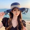 thumbnail image 6 of SikaFu Straw Hat Summer New Hat Female Lace Bow Beach, Beach, Sea Tourism Sunscreen Sun Hat Big Along The Sun Hat, 6 of 9