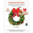 thumbnail image 4 of 24 Inches Pre-Lit Artificial Christmas Wreath with 50 LED Lights and Timer, Decorated with Red Berry Mini Bow, Pine Cones, Red Berry Clusters, Holly Leaves, Suitable for Fireplace Door Window, 4 of 9