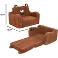 thumbnail image 3 of Kids Chairs for Toddler, 2-in-1 Toddler Soft Sherpa Couch Fold Out, Convertible Sofa to Lounger for Girls and Boys, Teddy Bear, Brown, 3 of 7