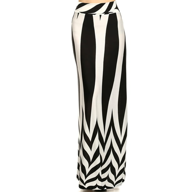 Black and White Striped with Zig Zag Pattern Maxi Skirt, Size Small ...