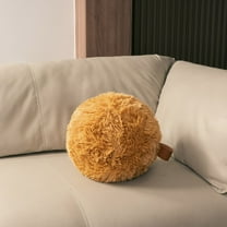 Phantoscope Plush Ball Alpaca Fleece Throw Pillow Decorative Couch Pillow, 10" x 10", Orange, 1 Pack