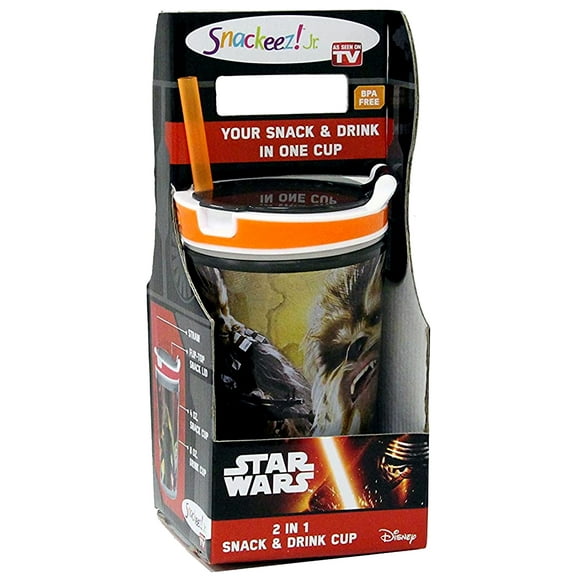 Snackeez Jr - Drinkware Kid's Combo Cup 2-In-1 Snack & Drink Cup Star Wars 7 Movie Edition As seen on tv (Chewbacca)
