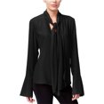 thumbnail image 1 of Rachel Roy Blusa con cuello anudado para mujer, negro, XS, 1 of 1