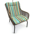 thumbnail image 4 of Jordan Manufacturing 38" x 21" Mamba Pelican Turquoise Stripe Rectangular Outdoor Wrought Iron Chair Cushion with Ties and Hanger Loop, 4 of 13