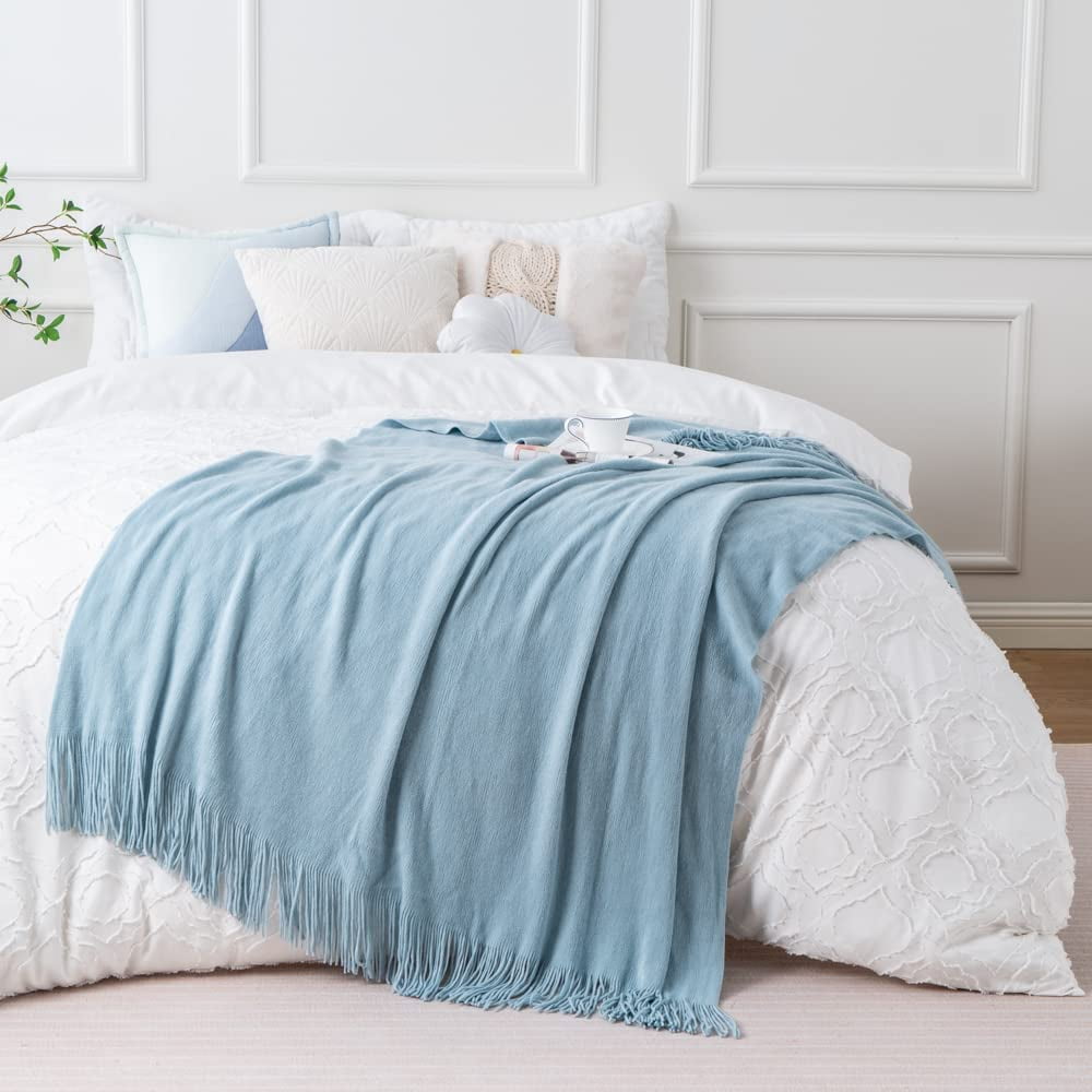 Pale blue bed throw sale