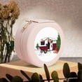 thumbnail image 6 of Yiaed Vintage Buffalo Plaid Christmas Camper Print Travel Jewelry Case Bridesmaid Gift Boxes Jewelry Travel Organizer Small Round Jewelry Box Mini Storage-Pink, 6 of 7