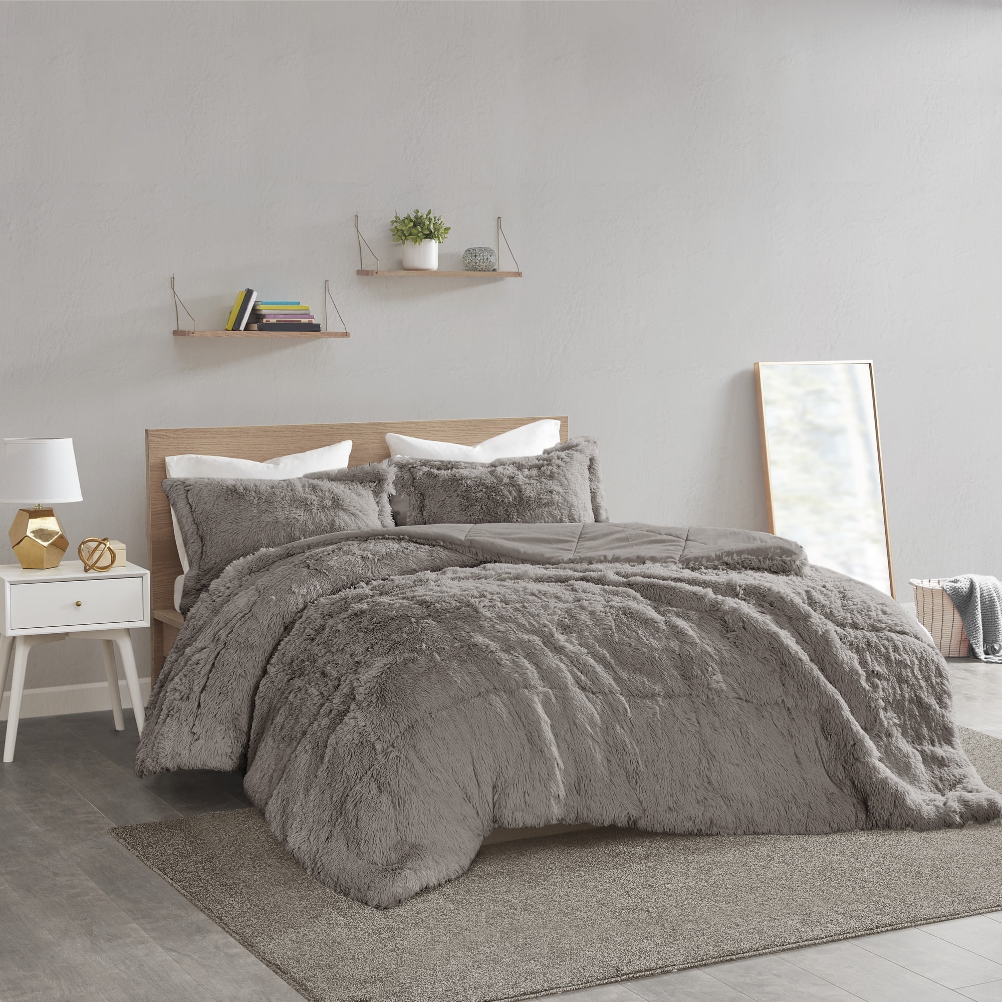 Home Essence Apartment Leena Shaggy Faux Fur Comforter Set