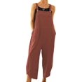 thumbnail image 1 of Salopette Ajustable Sans Manches en Coton et Lin pour Femmes, Ample, avec Poches, 1 of 7