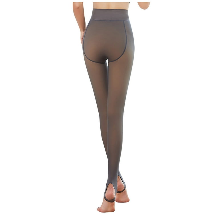Christmas Gifts 2023! TMOYZQ Womens Control Top Leggings Thermal Pantyhose  Fake Translucent Tights High Waisted Winter Warm Thicken Stockings Fleece