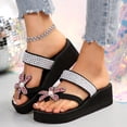 thumbnail image 2 of Mostsola Flip Flops for Women Trendy Platform Sandals Floral Rhinestone Wedges Heels Slip on Shoes, 2 of 9