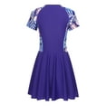 thumbnail image 2 of Haitryli Maillot de Bain une Pièce pour Femme Grande Taille, Manches Courtes, Maillot Dermoprotecteur, Robe de Natation, Maillot de Plage Modeste, Bleu Marine, 4TG, 2 of 7